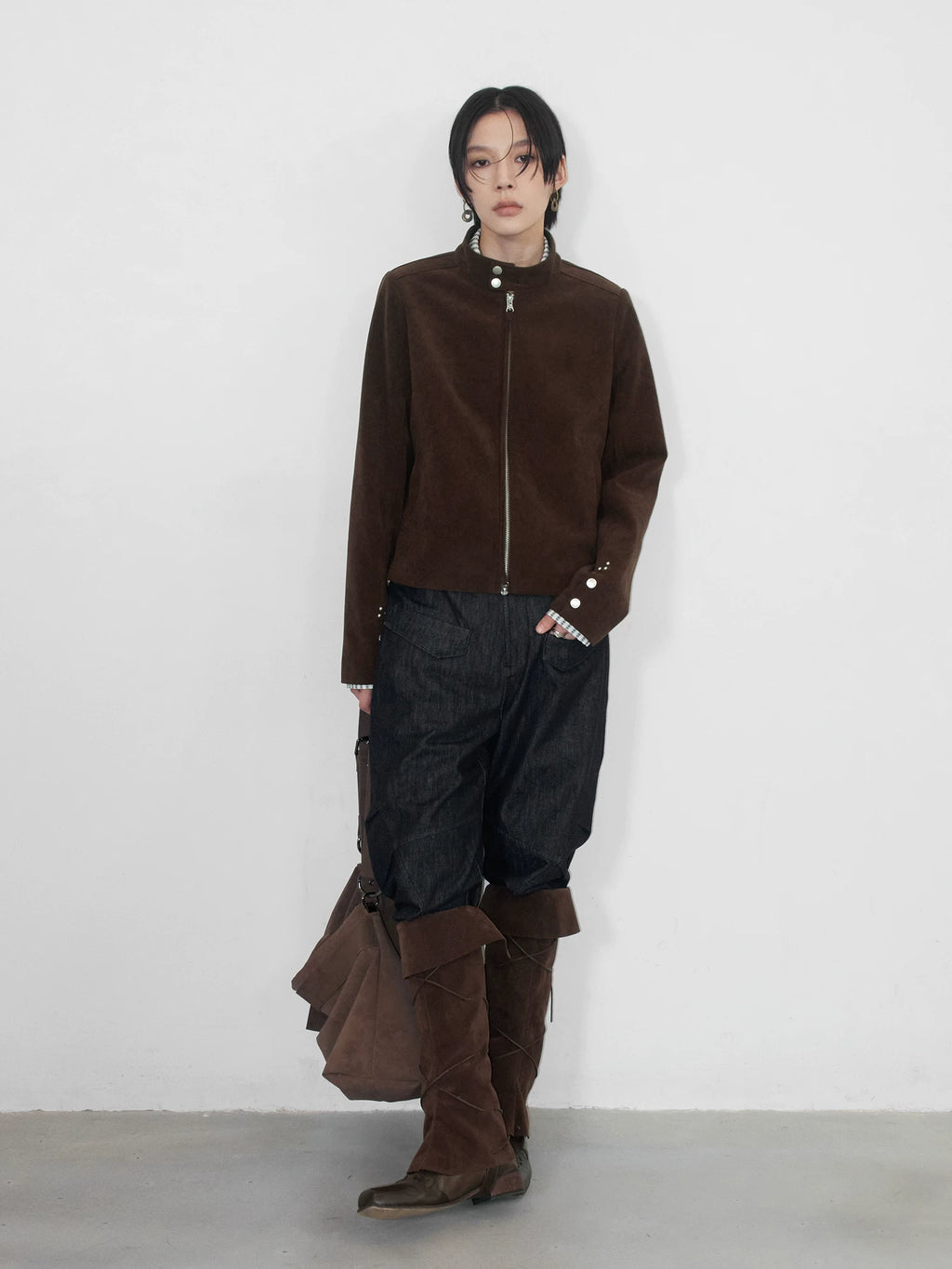 Sameuoo Neutral Stand-up Collar Short Jacket