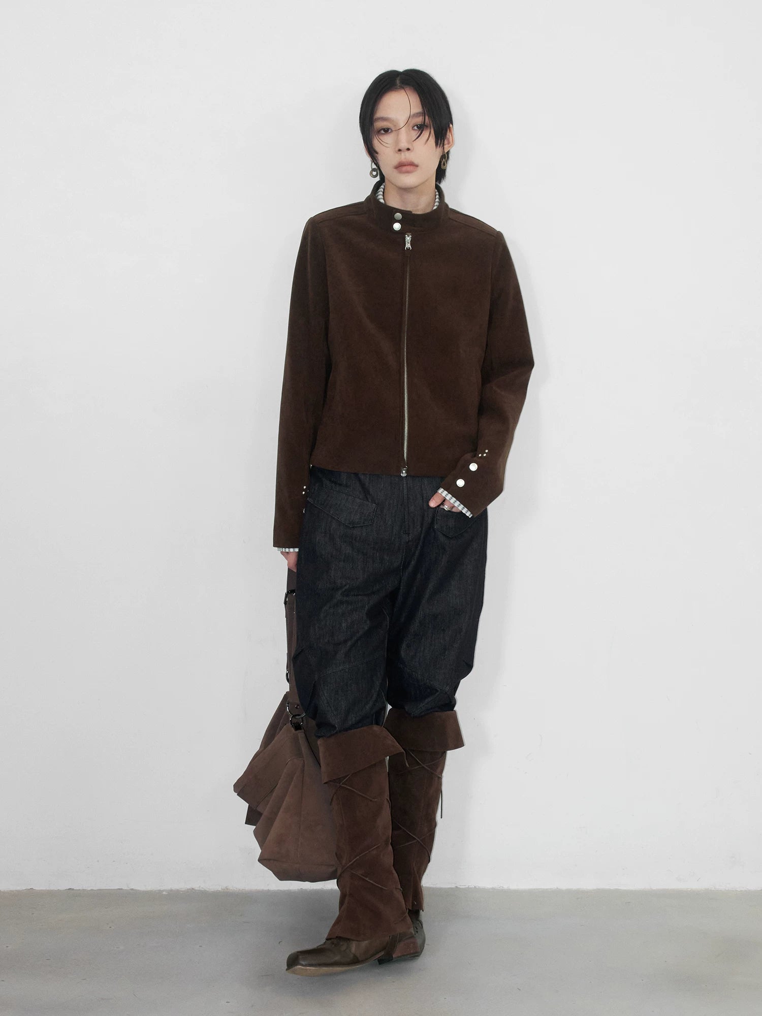 Sameuoo Neutral Stand-up Collar Short Jacket