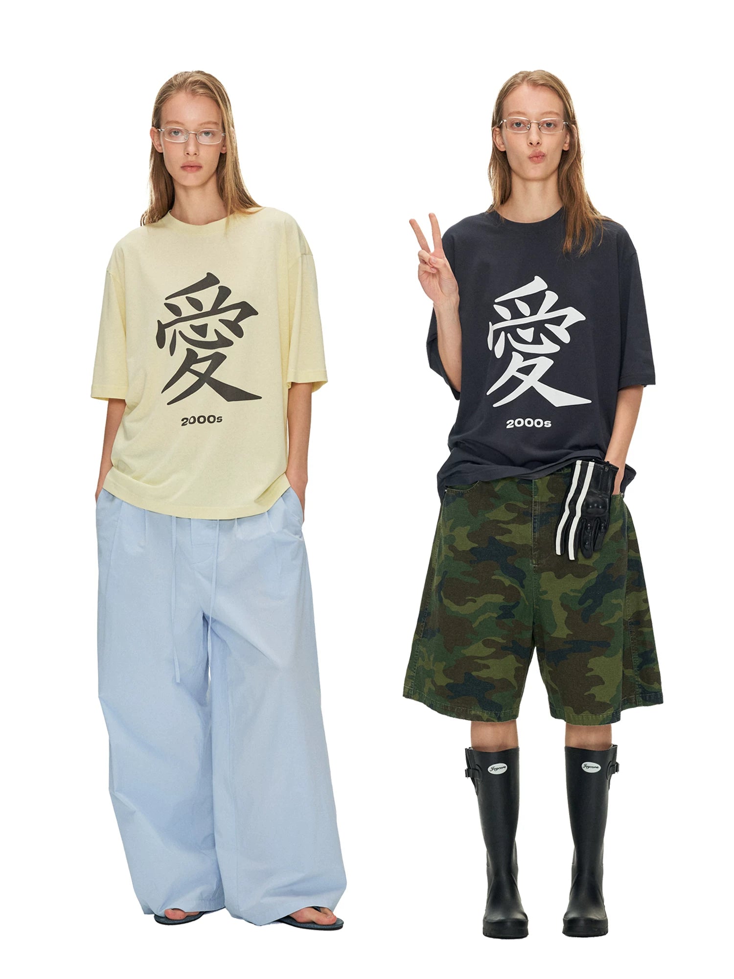 ANTERIOR LOVED Digital Vintage Love Print Loose Casual Tee