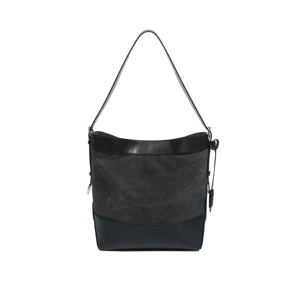 TERRAINCOGNITA Leather Stitching Large Capacity Canvas Tote Bag