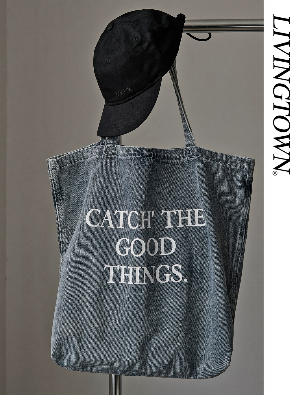 LivingTown Retro Old Denim Canvas Large Capacity Shoulder Bag