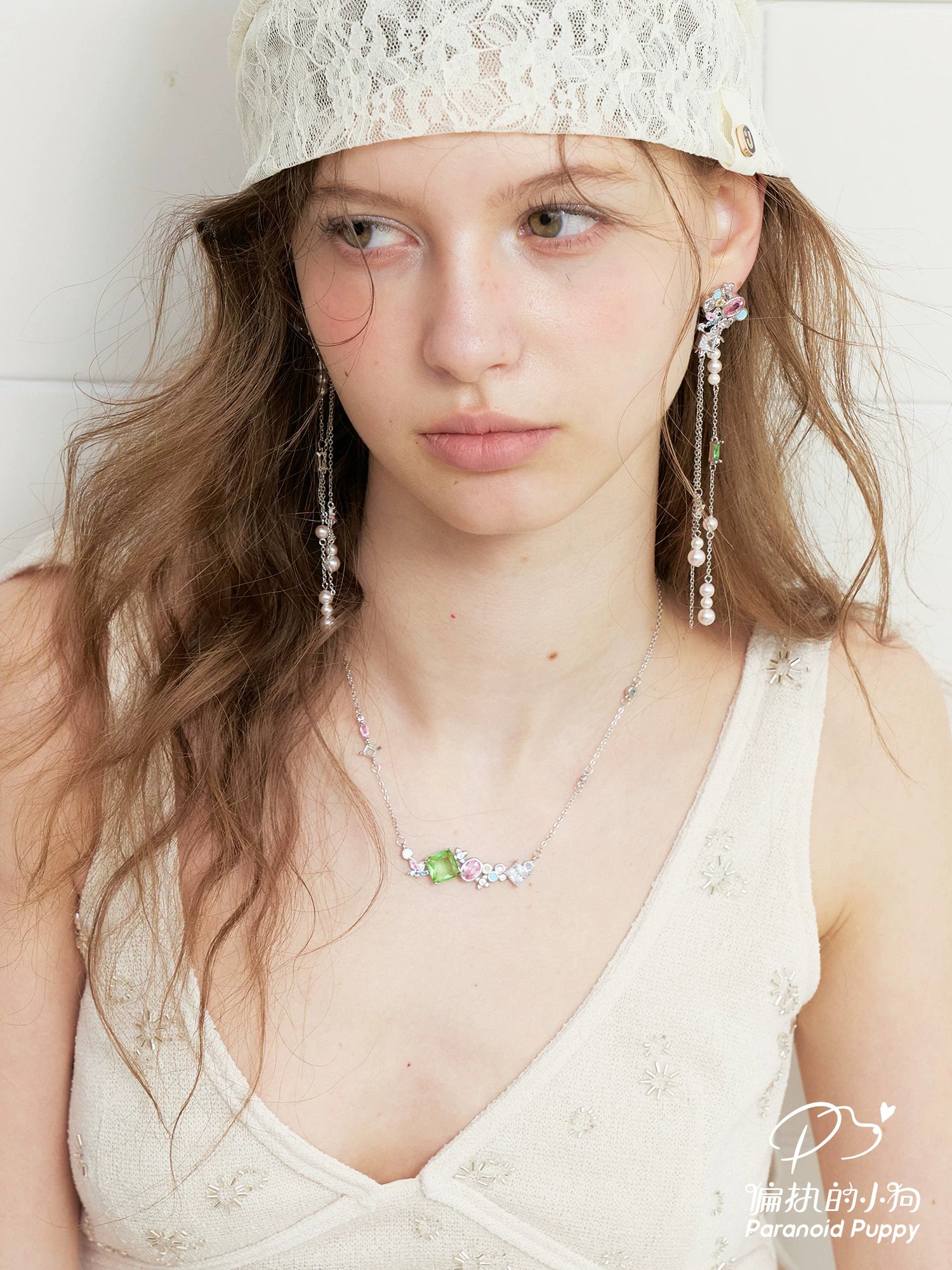 PP Colored Diamond Pearl Fringed Earrings