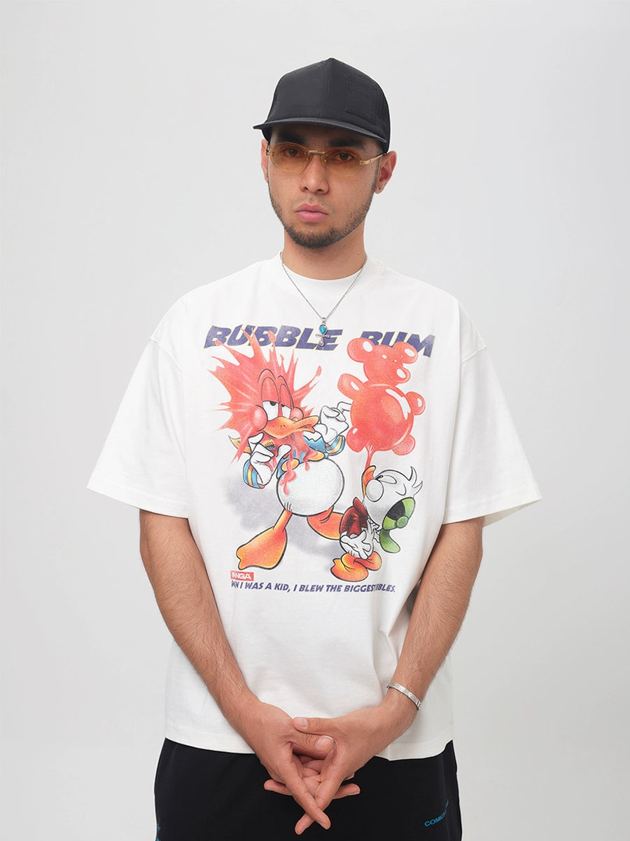 ComicTree Cartoon Bubble Gum Donald Duck Round Neck Tee
