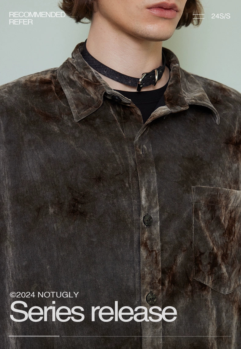 NOT UGLY Velvet Premium Textured Double-pleated Short Sleeve Shirt