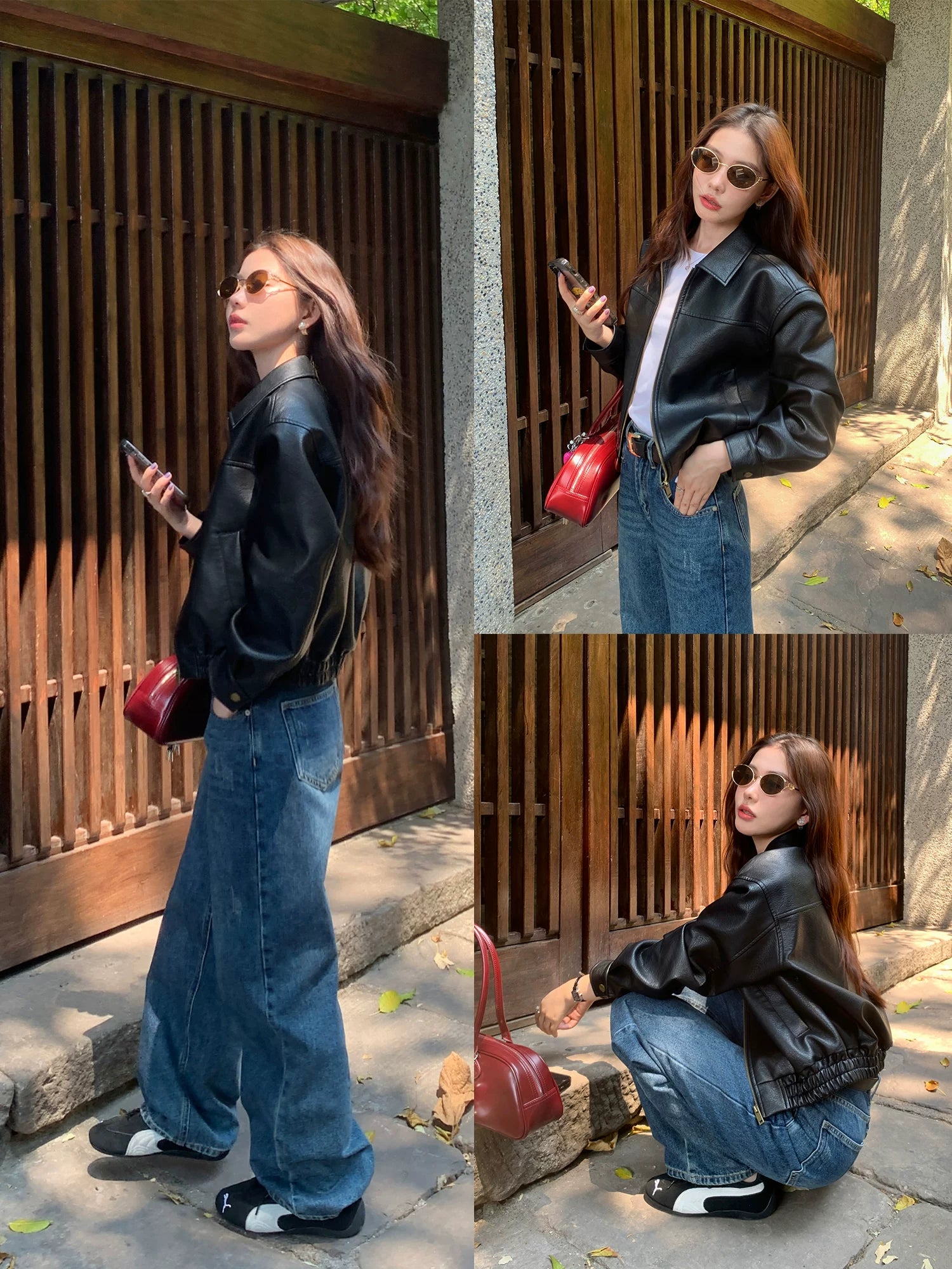 Pusumede Vintage Premium Loose Short Leather Jacket