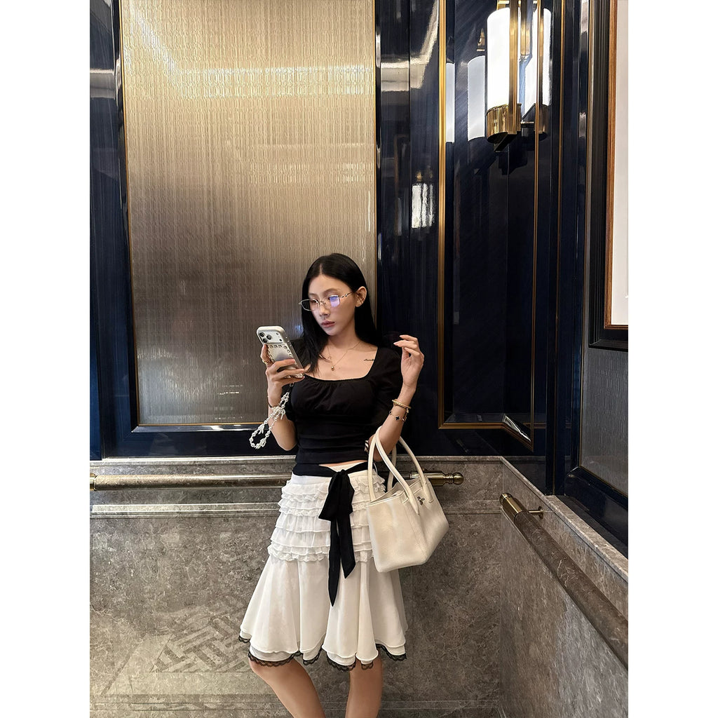 YOUNG KYLIN Temperament Stitching Skirt