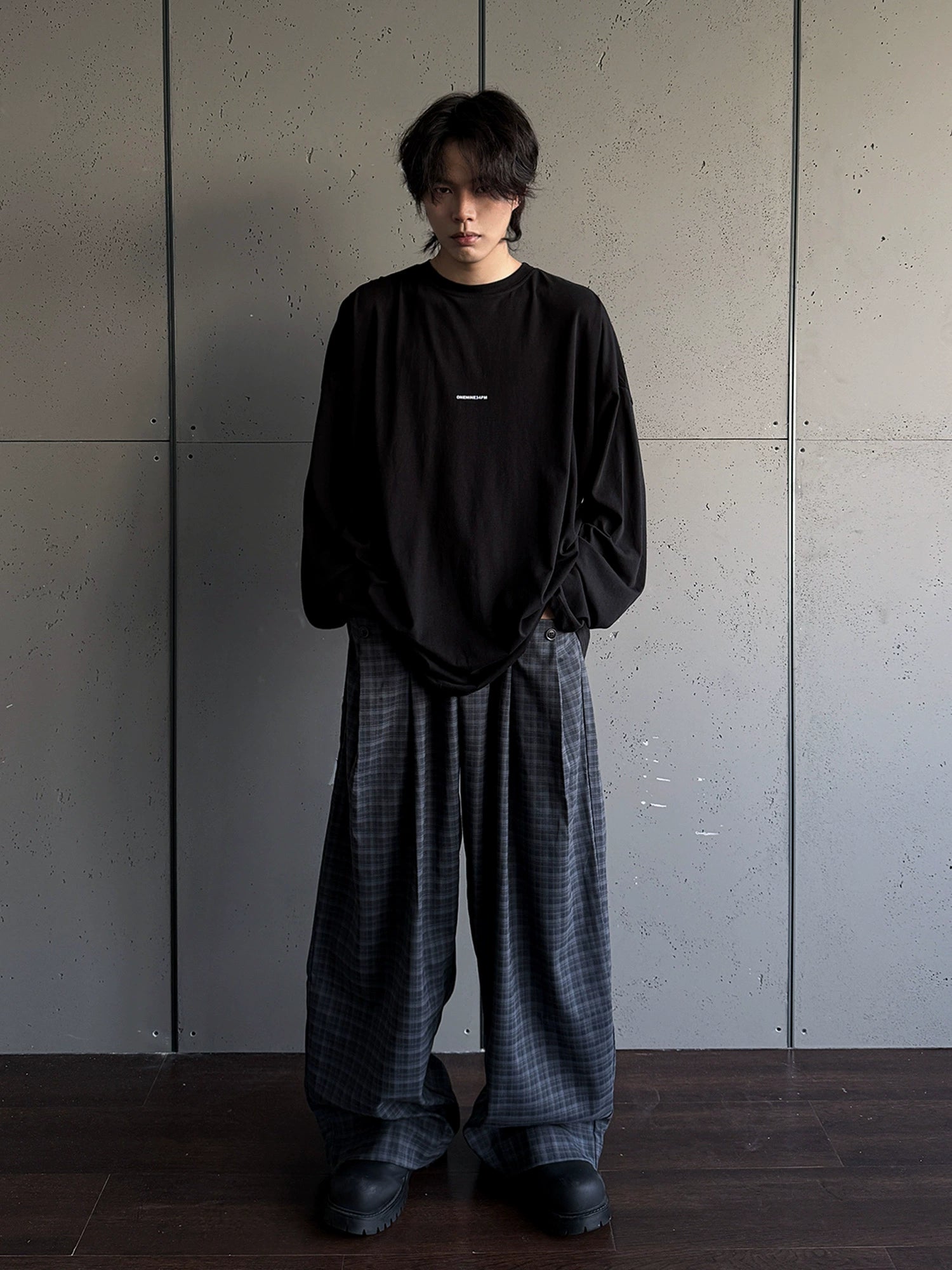 ONENINE34PM Slack Small LOGO Super Loose Long Sleeve