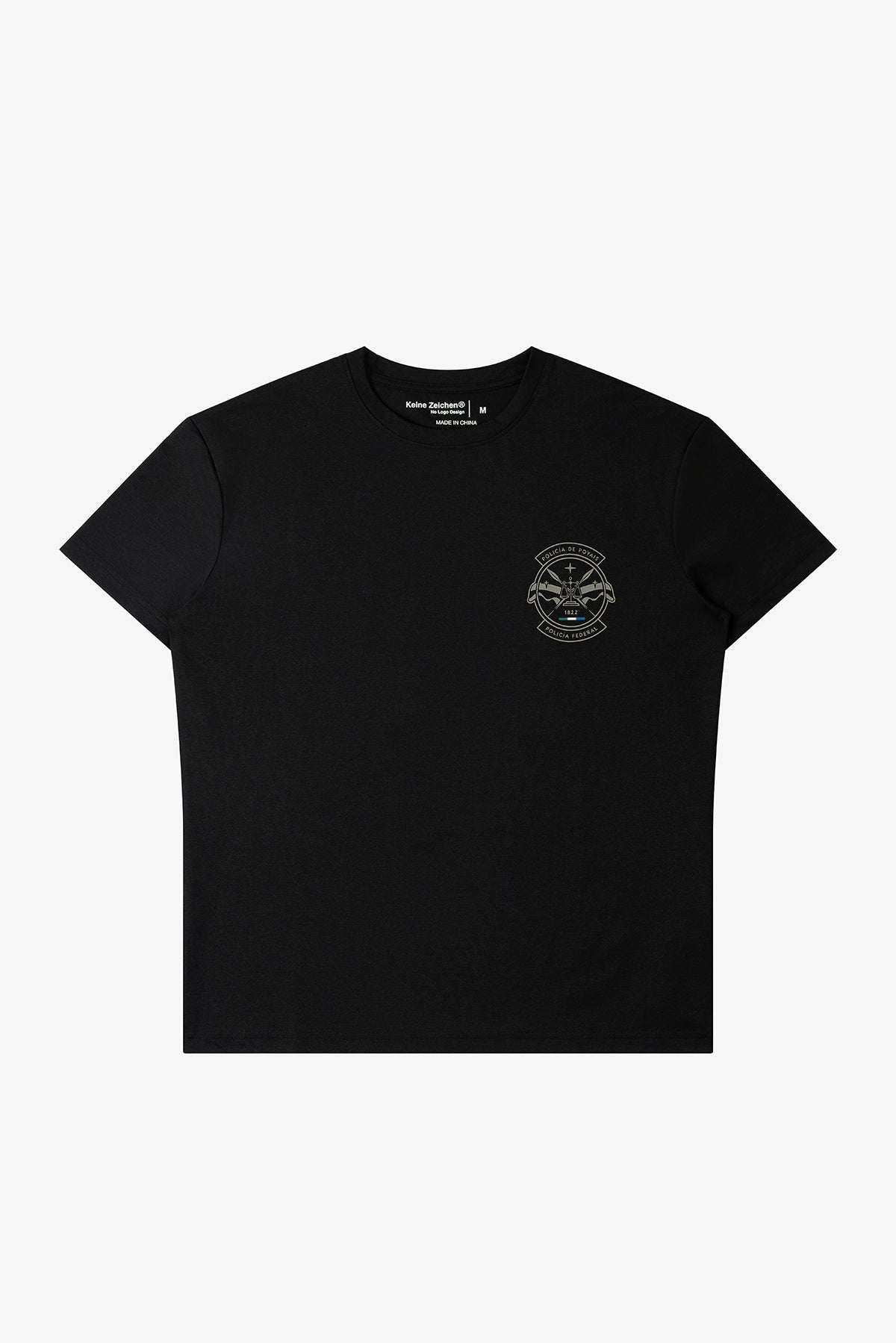 NO LOGO Strip Reflective Printed Front Shoulder Tee