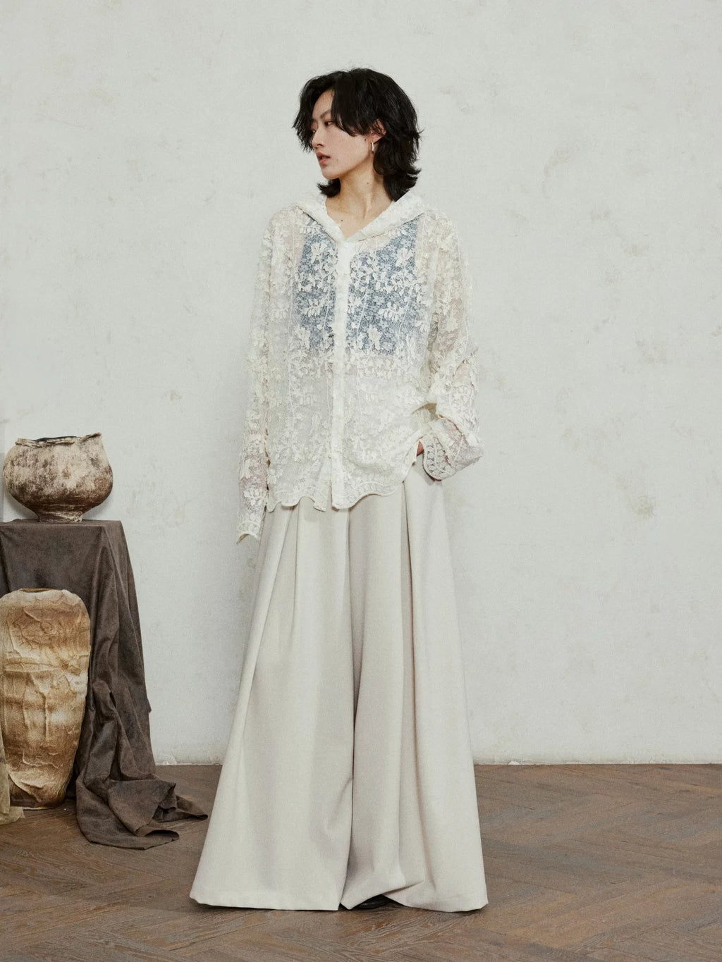SUNYVONNE Lace Hooded Premium Jacket
