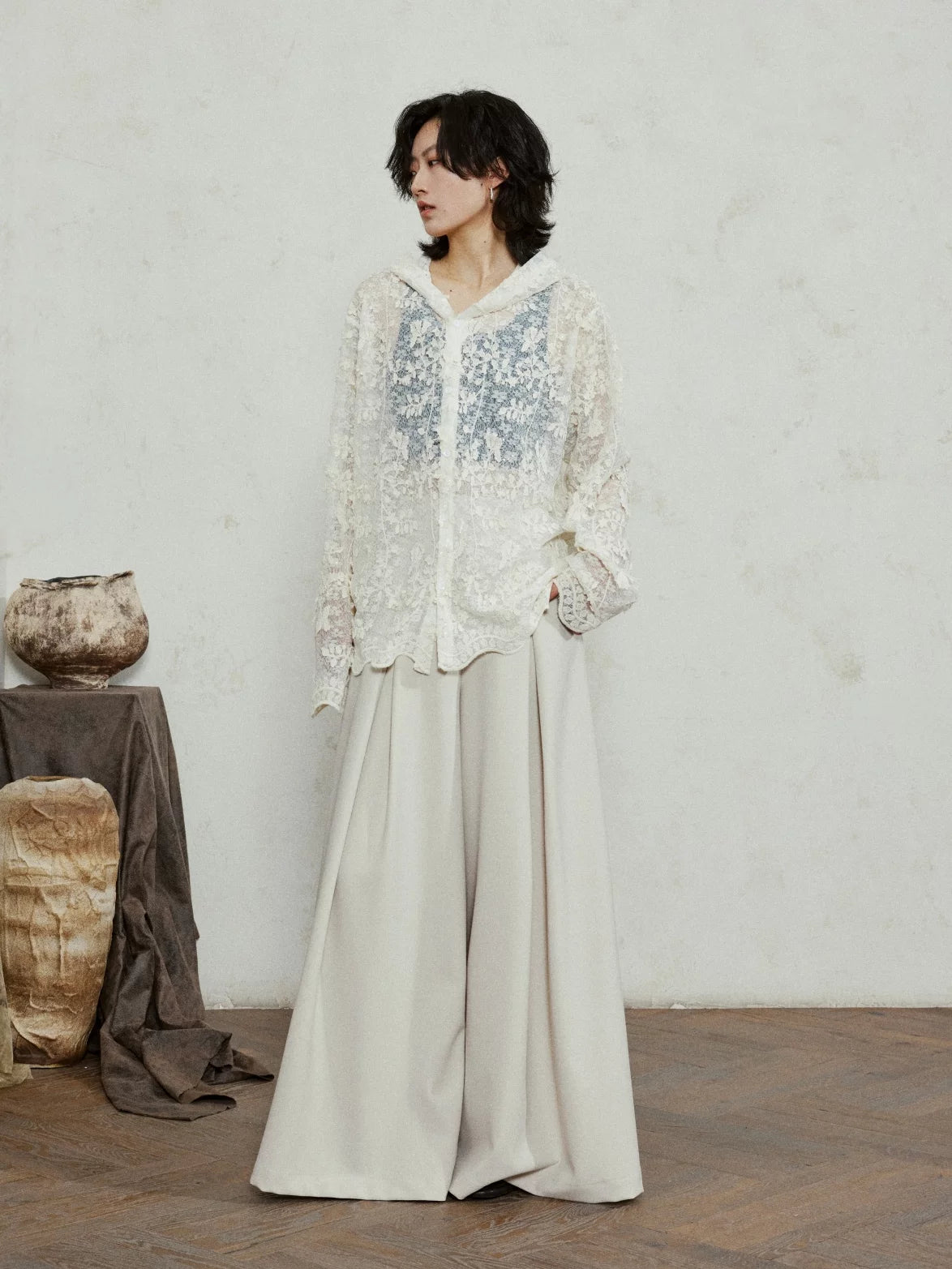 SUNYVONNE Lace Hooded Premium Jacket