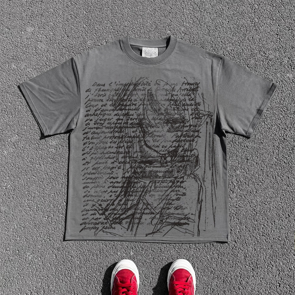 Wang Youbing Studio! Ink Anime 220g 100% Cotton Tee