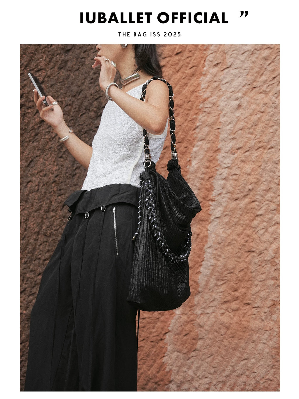 IUBALLET Large Capacity Pleated Messenger Bag