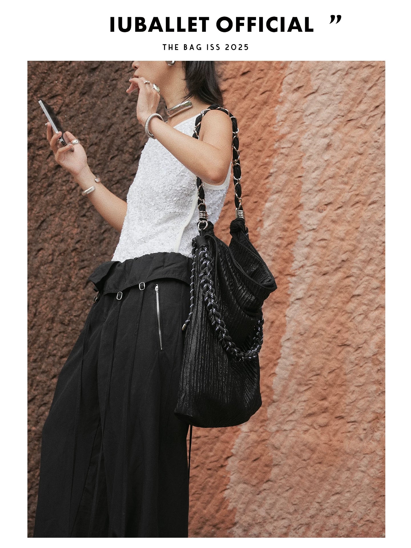 IUBALLET Large Capacity Pleated Messenger Bag