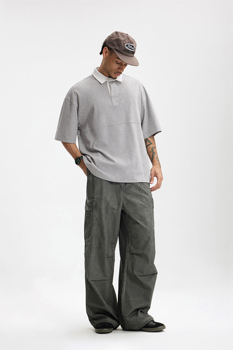 INF White Lapel Mountain Outdoor Contrast Color POLO Shirt