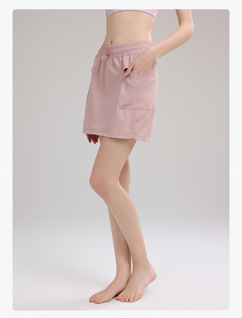 TIANQINGSE Elastic High Waist Lined Yoga Sports Skirt