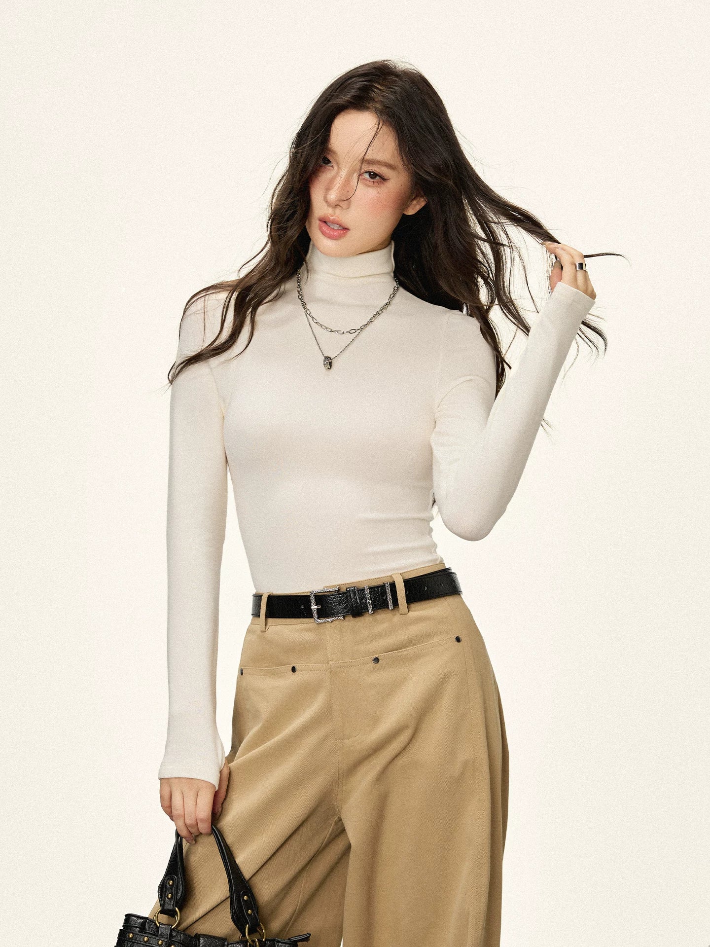 Cherry Melody Turtleneck Knitted Slim Slim Long Sleeves