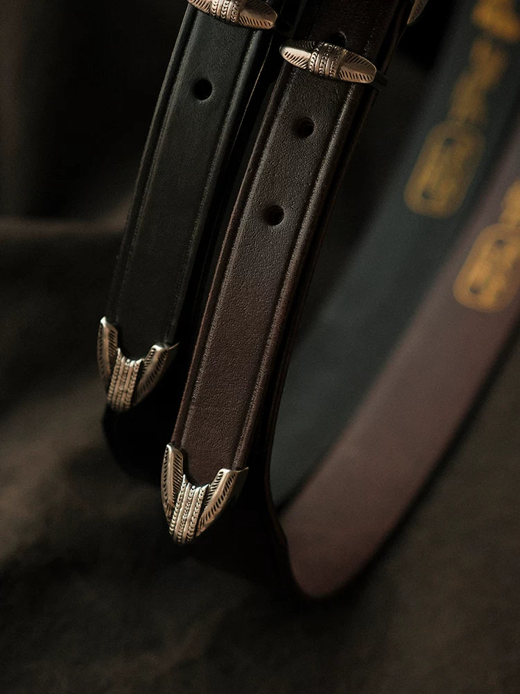 MBBCAR Vintage Versatile Casual Horseshoe-mouth Stitch Belt