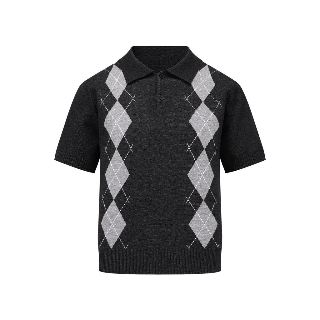 MANUSCRIPT Rhombus Knitted Polo Tee