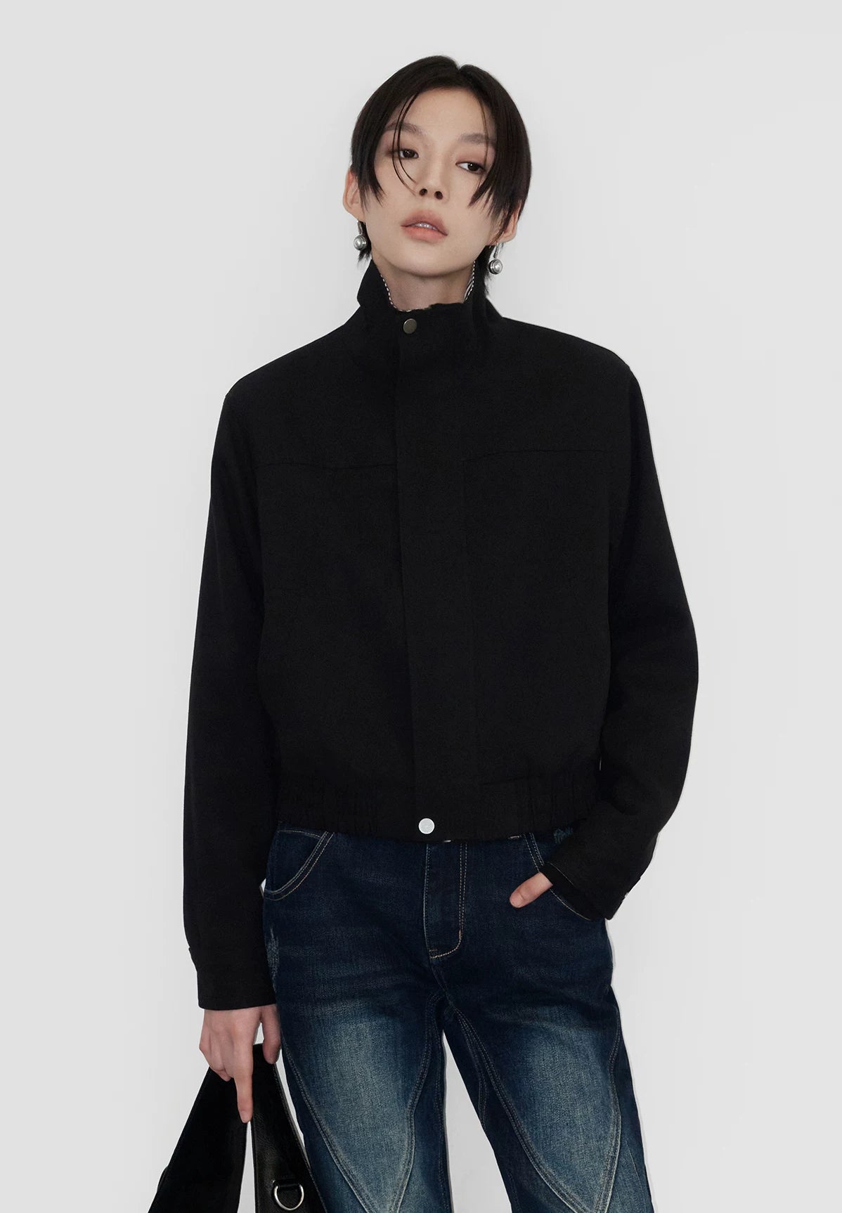 Sameuoo Plaid Stitching Casual Short Jacket