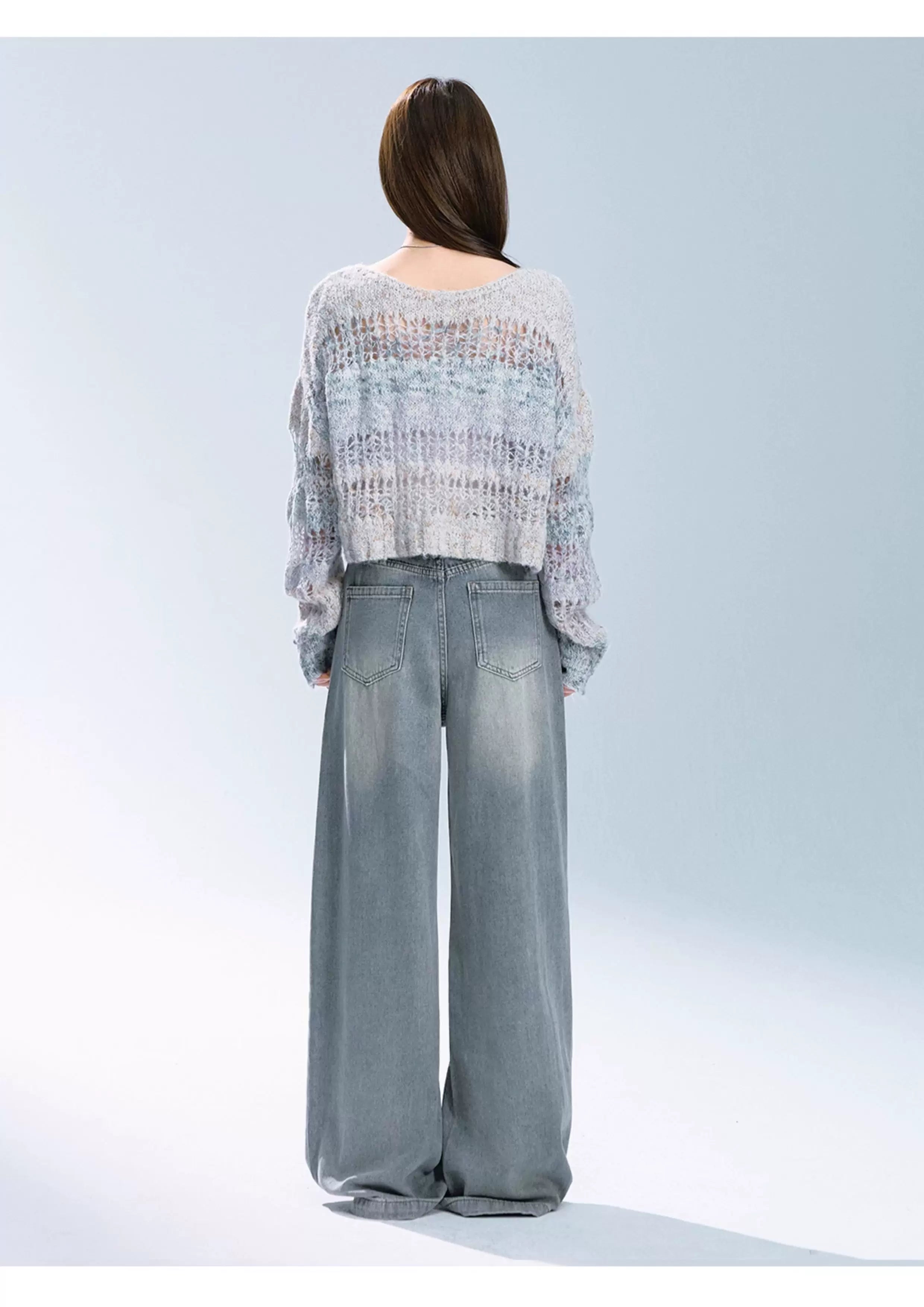 Ablueberry Hollow Short Loose Lazy Casual Sweater