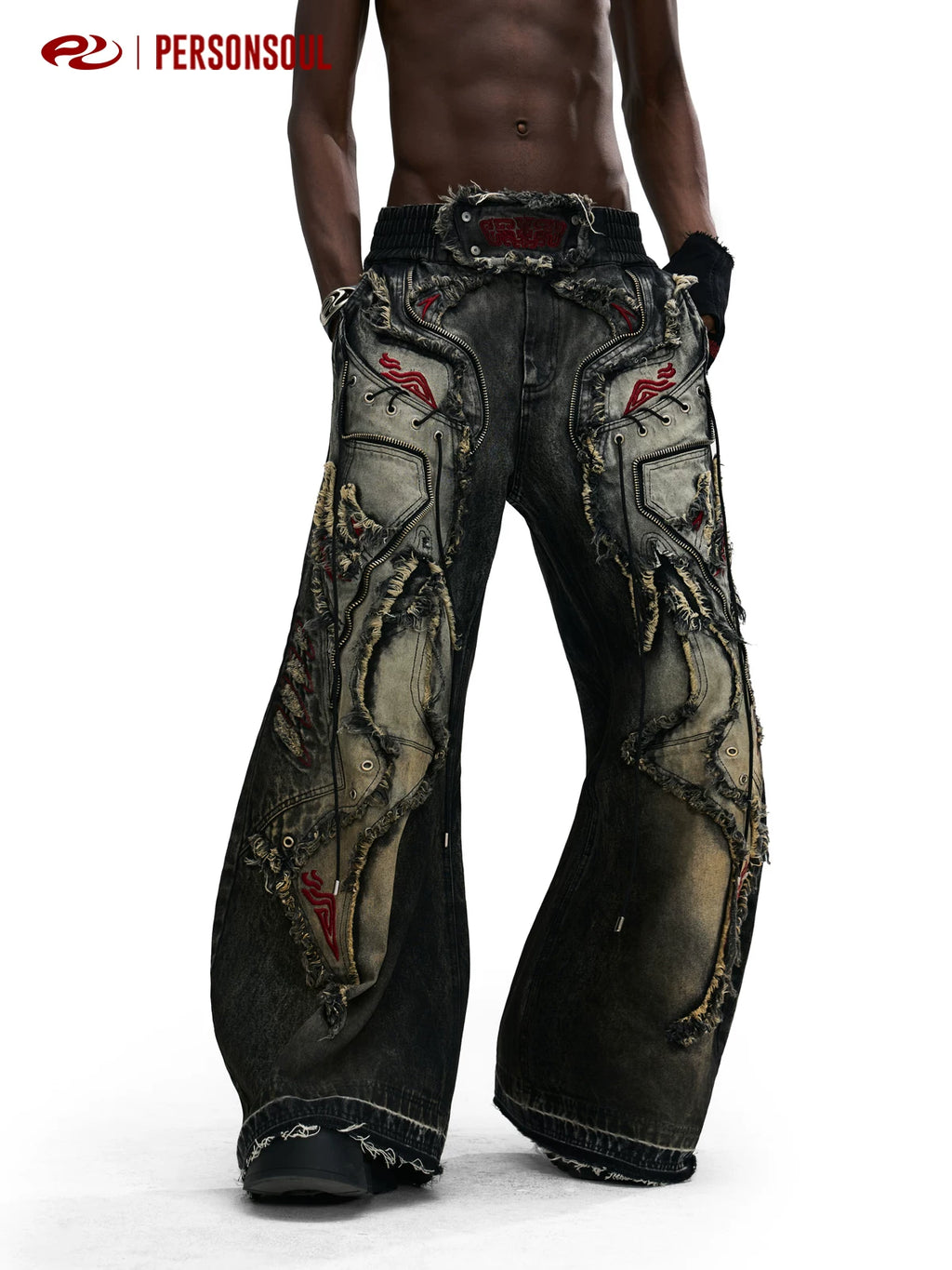 PERSONSOUL Totem Embroidered Jeans