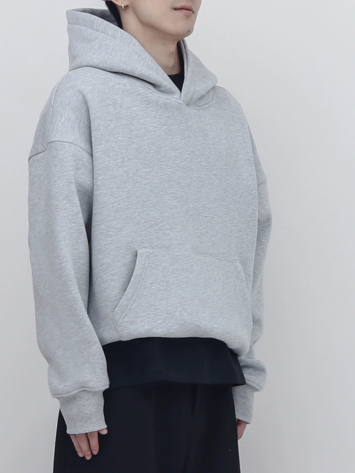 PERDU Silver Fox Fleece Loose Pullover Fleece Hooded Sweater