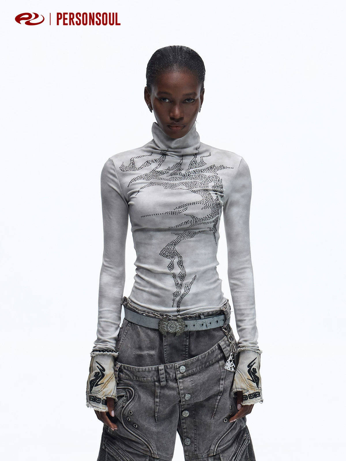 PERSONSOUL Hot Diamond Turtleneck Long Sleeve