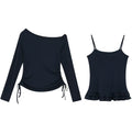 KANO Slanted Shoulder Polka Dot Suspender Real Two-piece Set