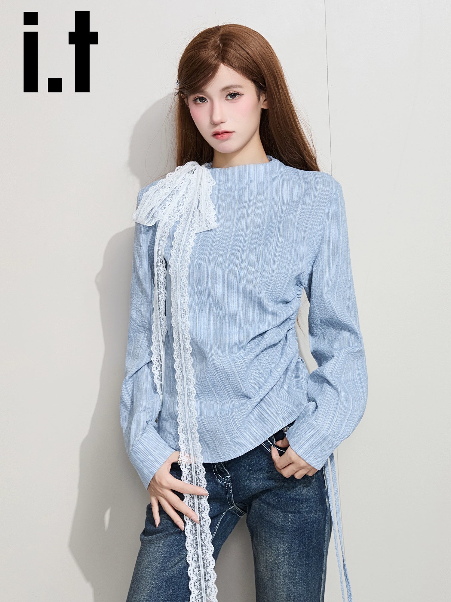 IT: GROUNDZERO Silk Scarf Foreign Style Casual Long Sleeve