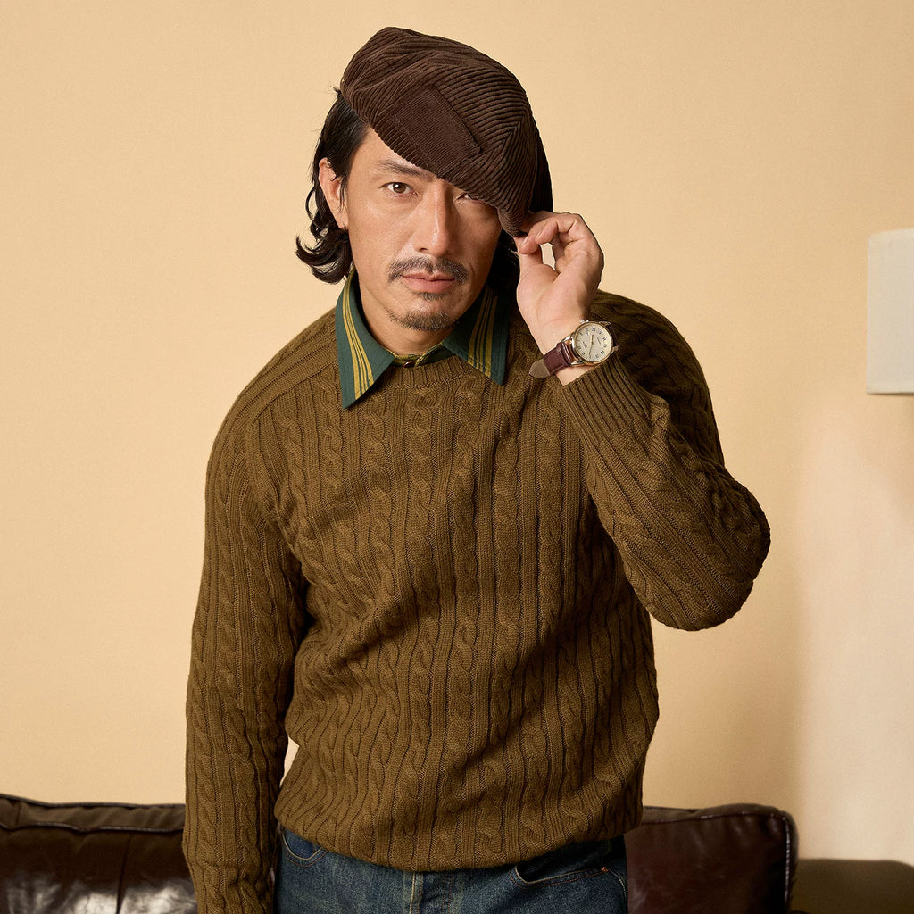 SOARIN Crew Neck Twisted Knitted Sweater