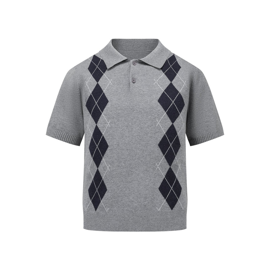 MANUSCRIPT Rhombus Knitted Polo Tee