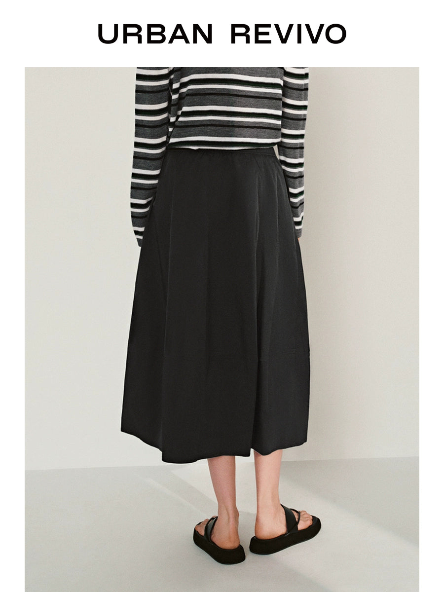URBAN REVIVO Simple Casual Elastic Waist Super Loose Skirt