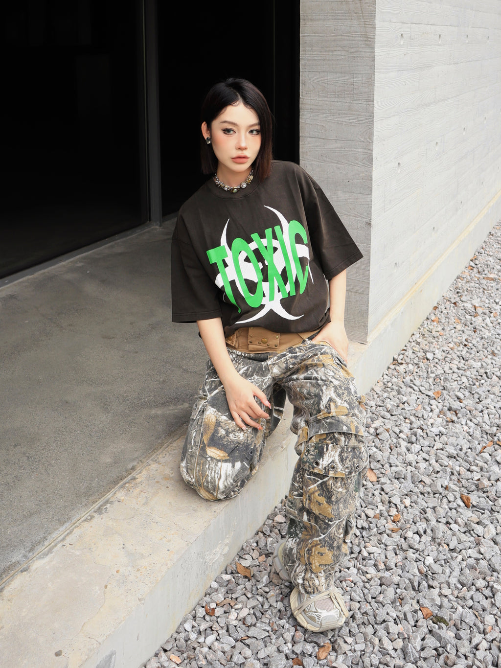 Human Voices Heavy Wash Crack Biochemical Short Sleeve Tee