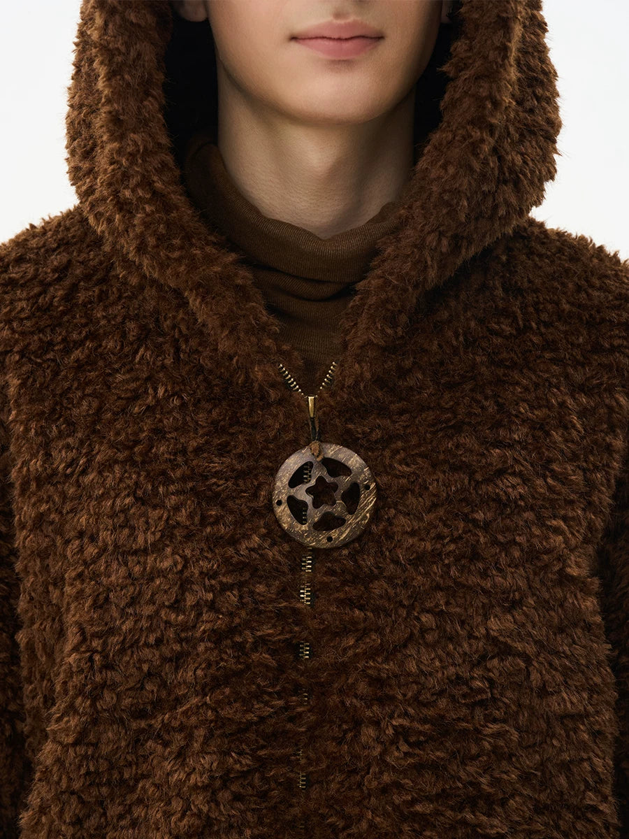 CNEW Zip Warm Lamb Fur Hooded Jacket