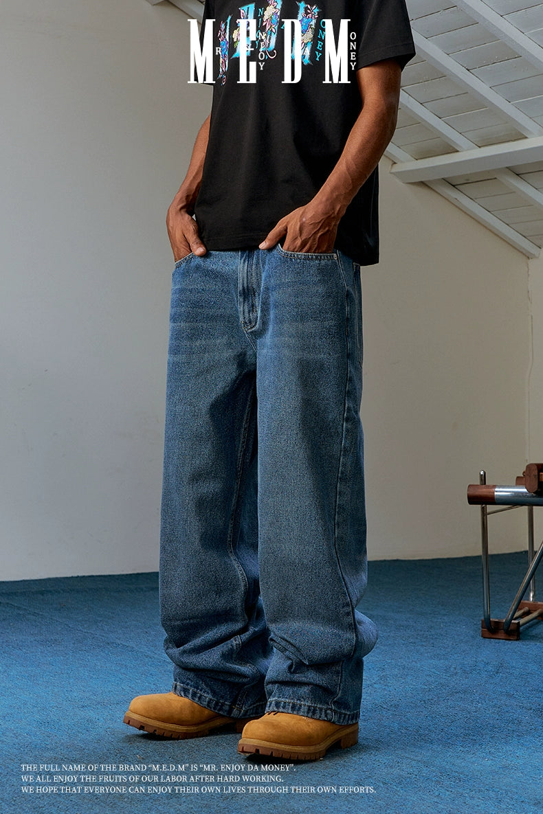 MEDM Retro Straight Slacks Loose Drape Jeans