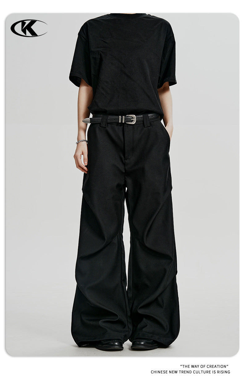 11KN American Retro Pleated Straight Leg Trousers