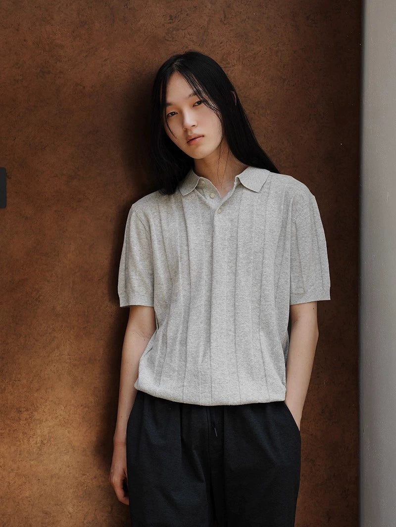 NO LOGO Old Money Dark Strip Jacquard Polo Shirt