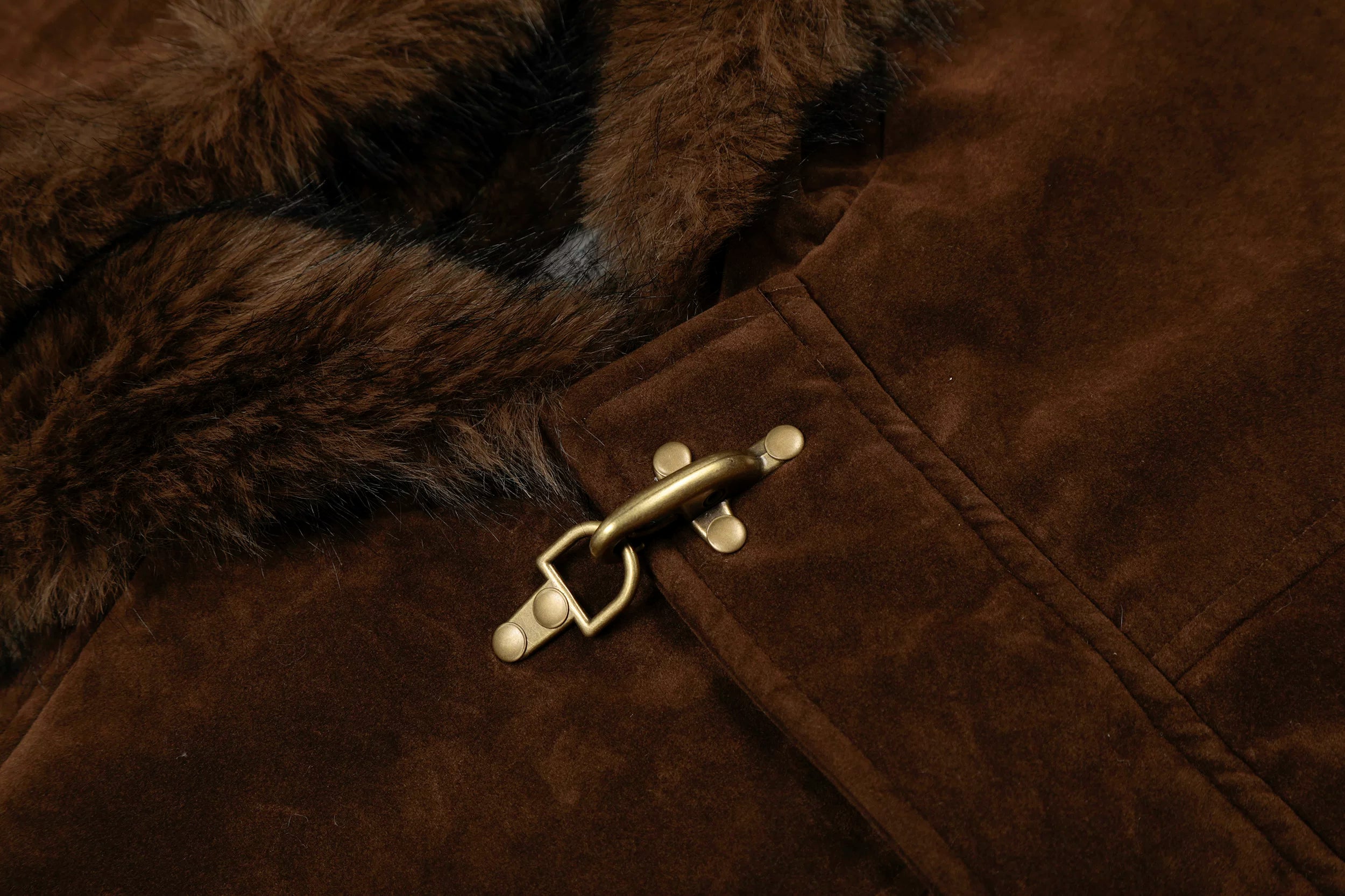 BLACKENERGY Retro Fur Collar Hooded Thickened Cotton Jacket