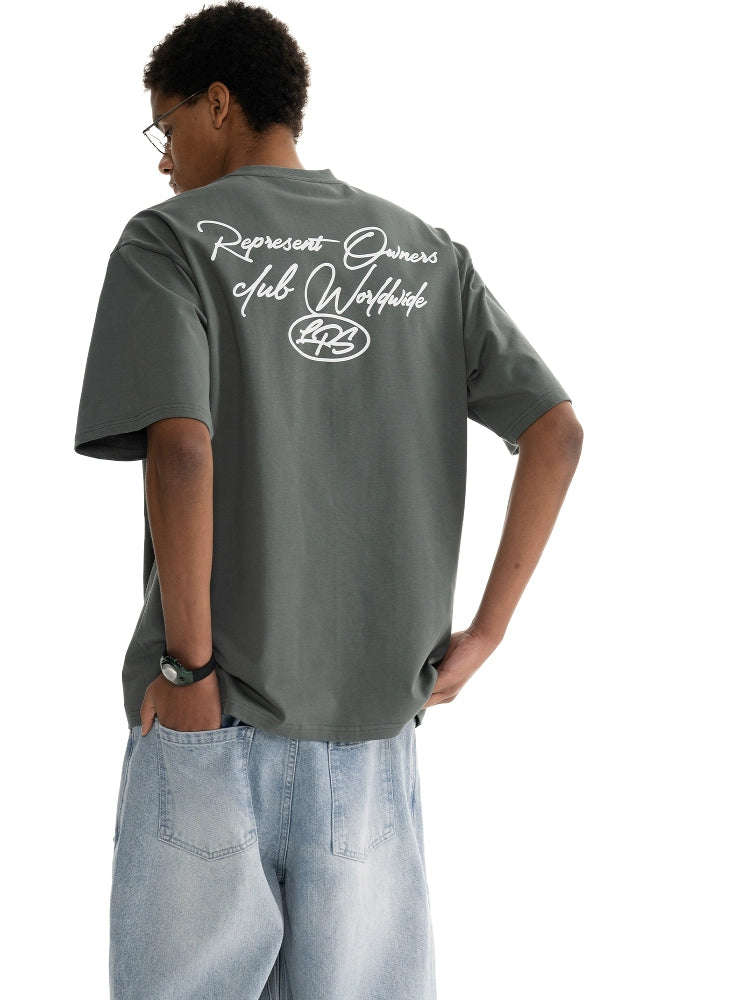 Loopsoon Round Neck Body Front and Rear Printing Loose and Comfortable Tee
