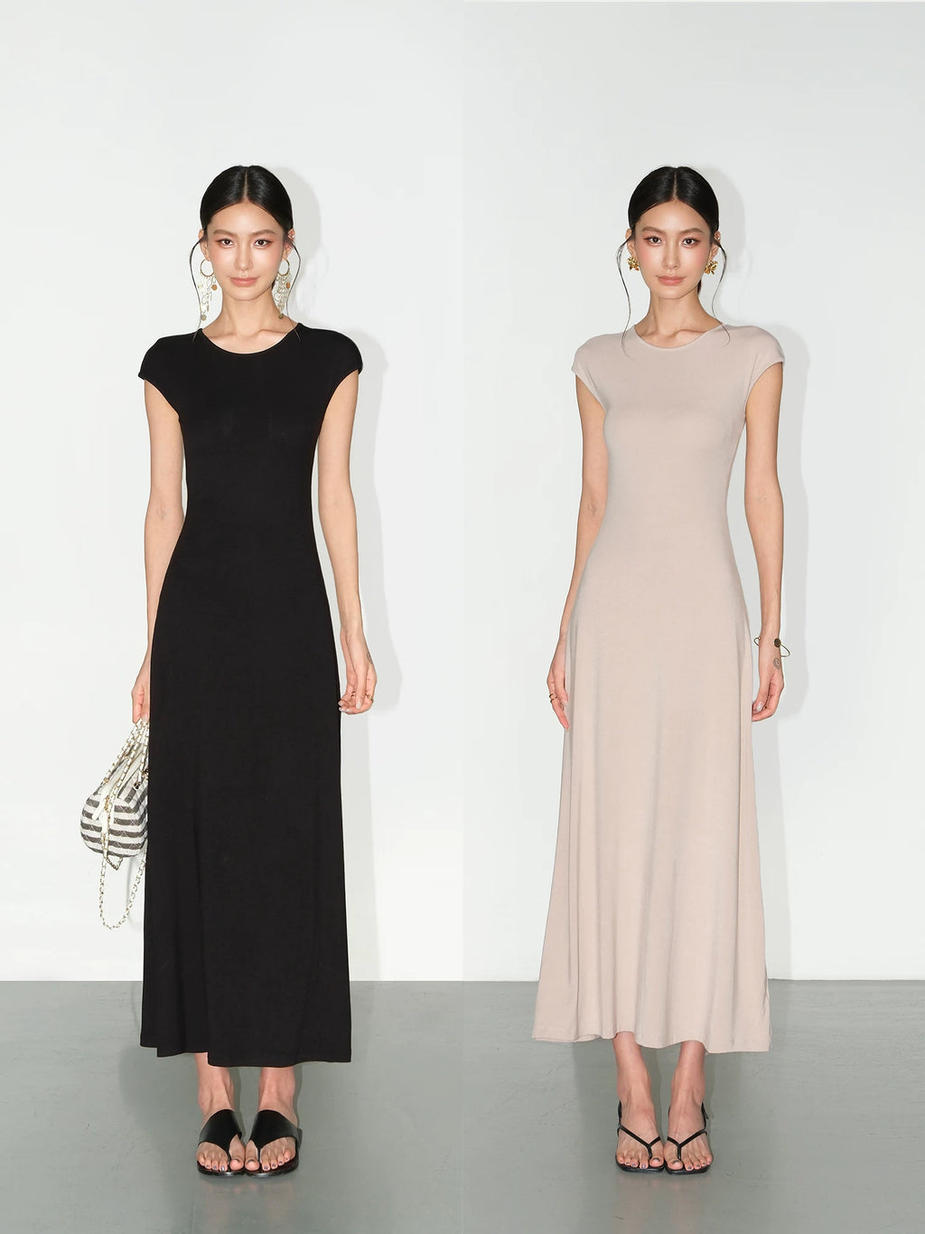 NEVA HU Simple Round Neck Slim-fitting Long Skirt