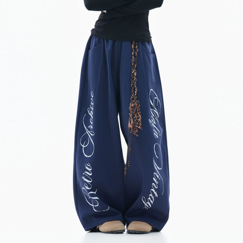 Zuocisankon Leopard Print Strap Casual Sweatpants