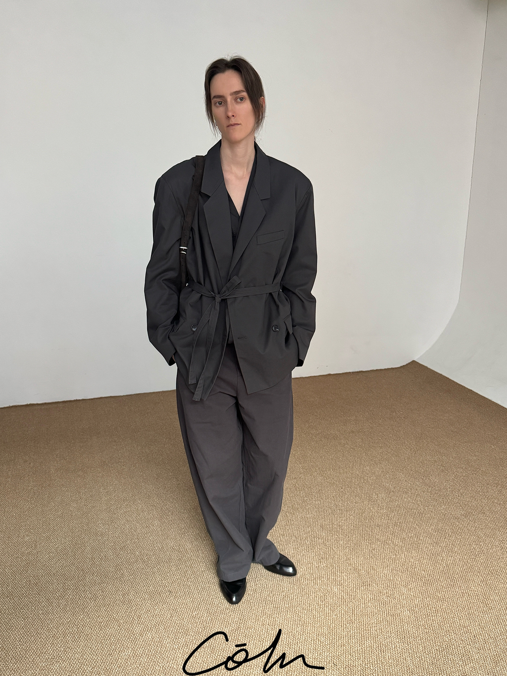 COLN Double-breasted Belt Suit