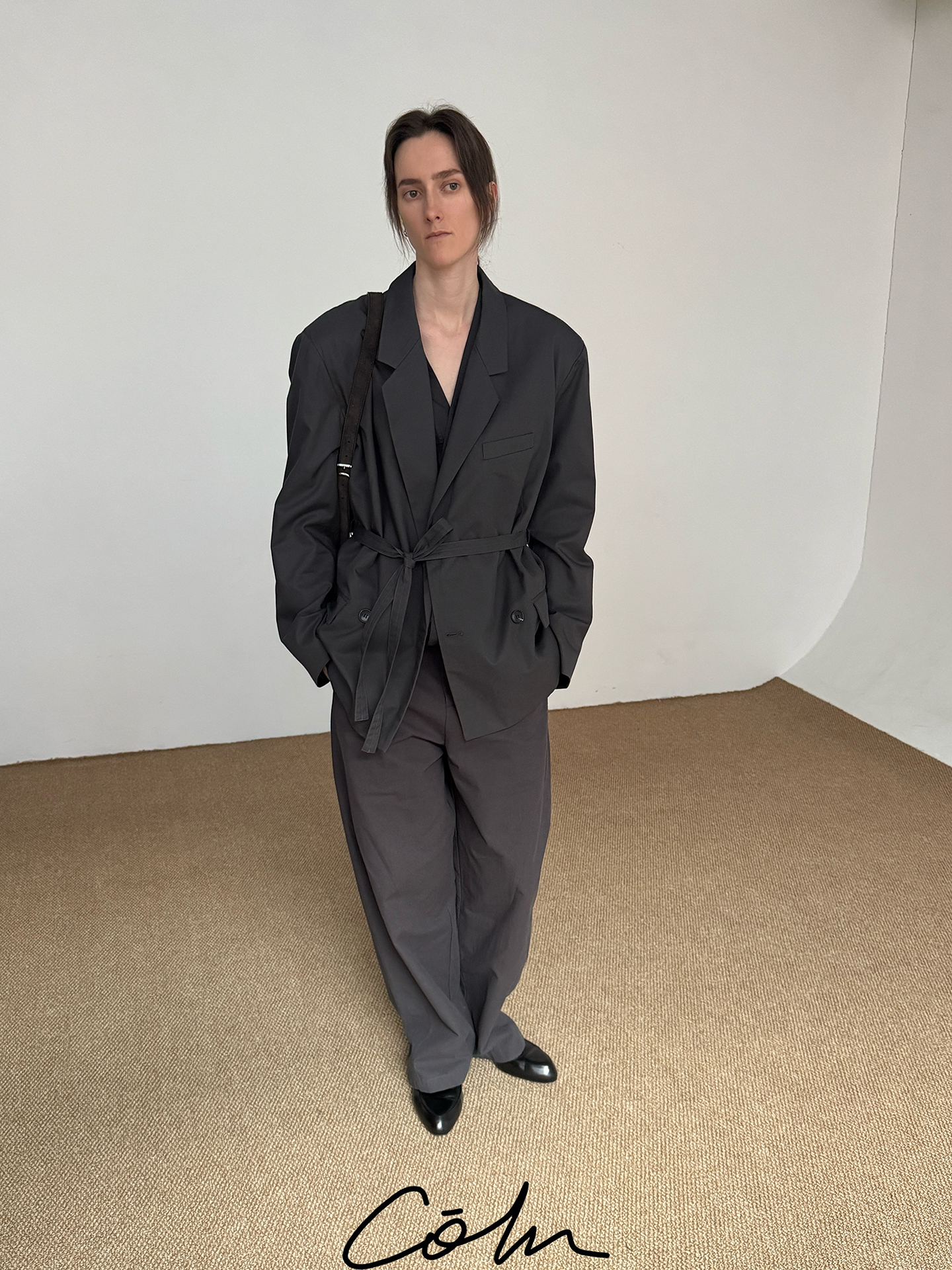 COLN Double-breasted Belt Suit
