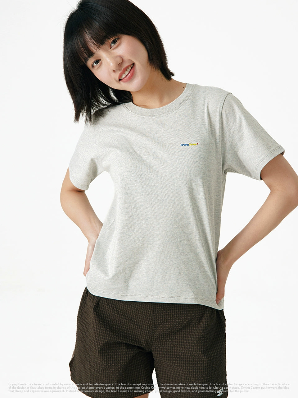 CryingCenter Shoulder Soft Skin-friendly Color Yarn Casual Short Body Tee