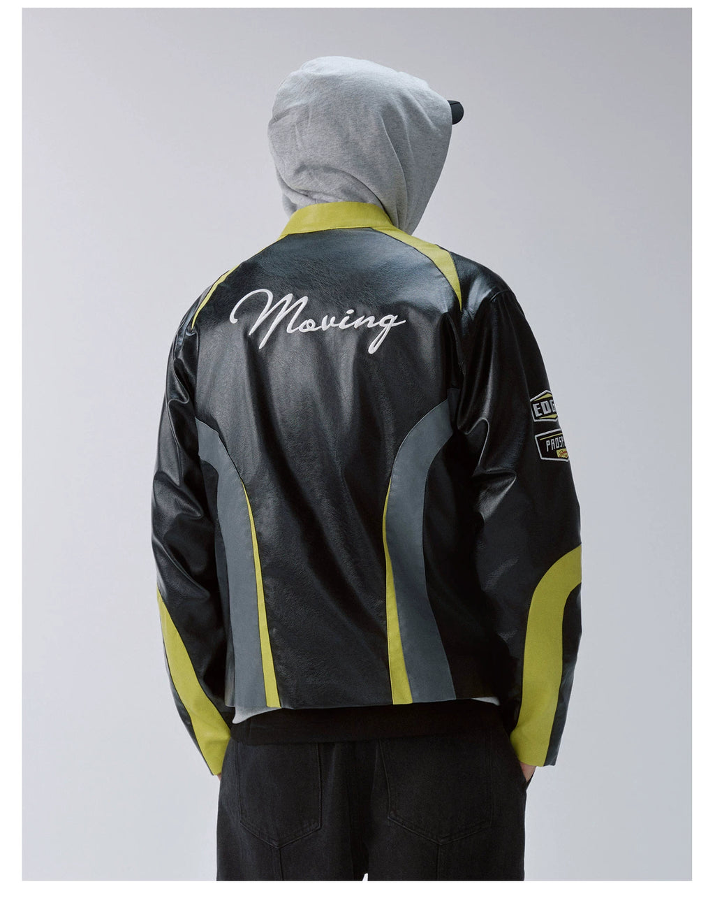 F2CE Stitching Contrasting Embroidered Leather Jacket