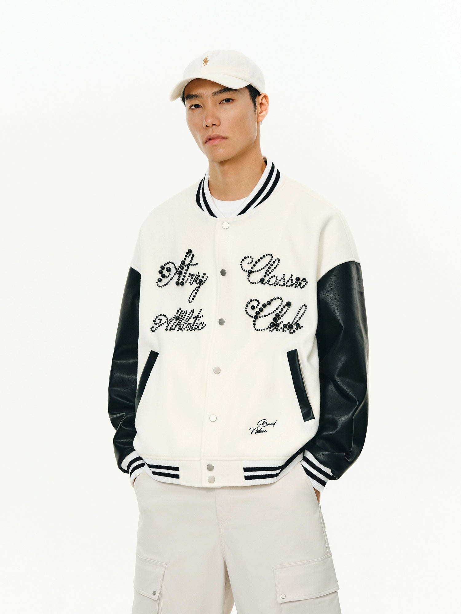 ATRY Letter Beaded Vintage Contrasting Jacket