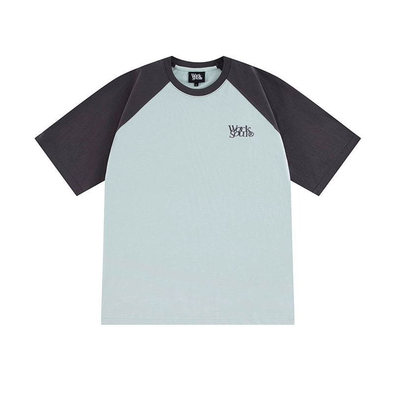 NICEBAD Contrasting Color Raglar Sleeve Embroidery Tee