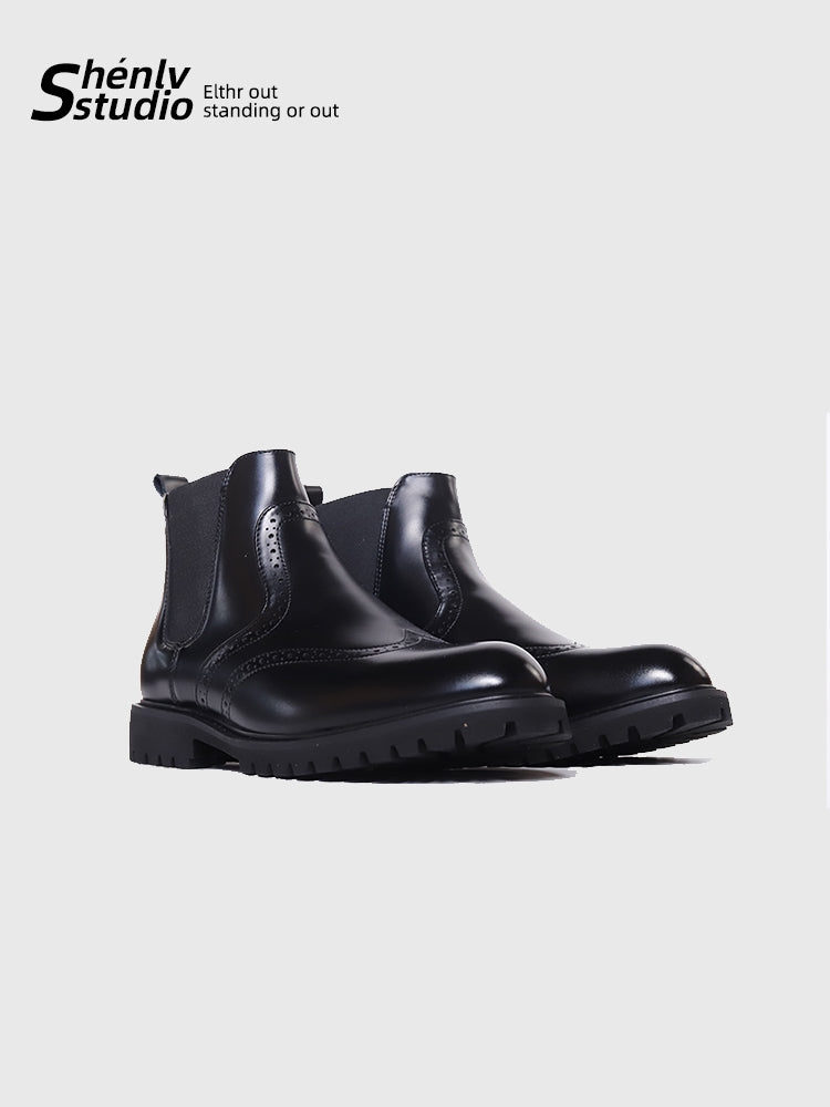 SHENLV STUDIO British High-top Pointed Chelsea Boots