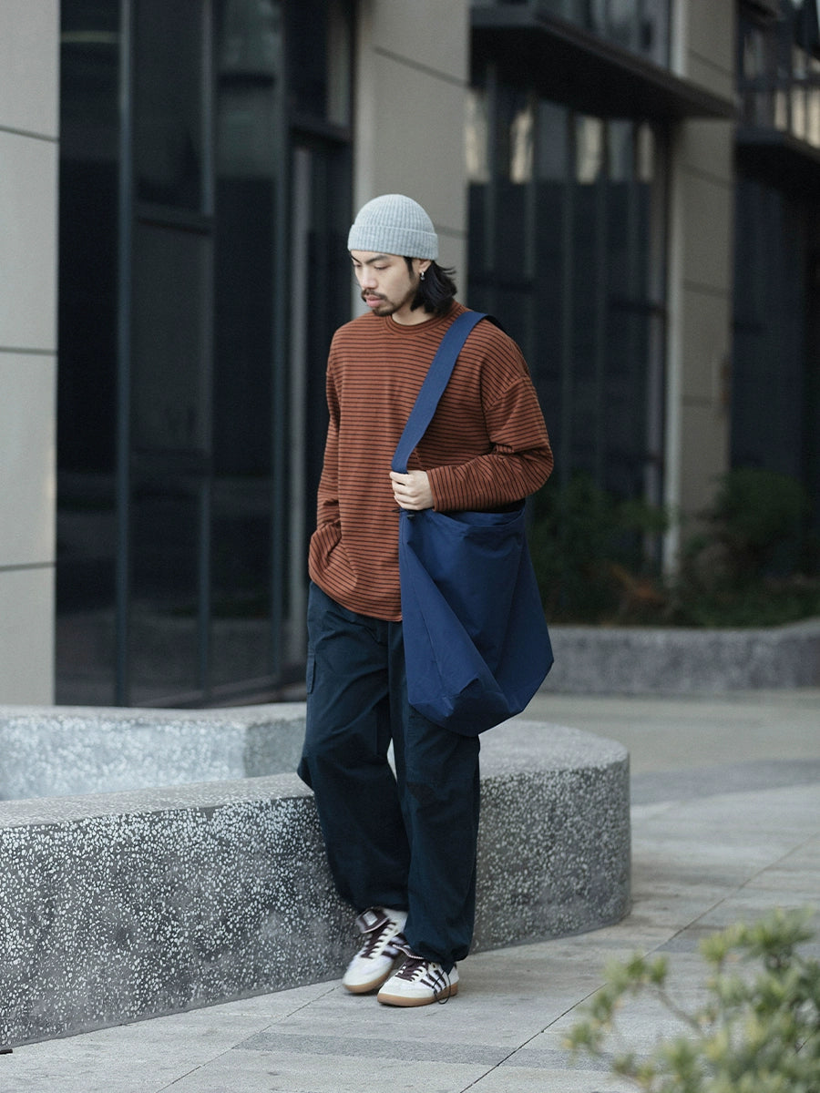 NOEARS Loose Crew Neck Striped Long Sleeve