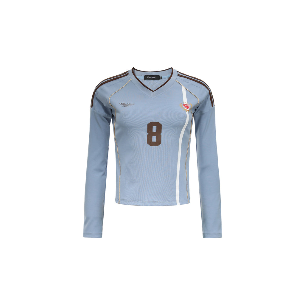 CHANYOOU Vintage Striped V-Neck Sports Long Sleeve